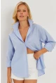 Kadın Mavi Taşlı Gömlek SF2550
