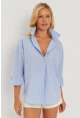 Kadın Mavi Taşlı Gömlek SF2550