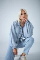 Kadın Mavi Yarasa Kol Denim Ceket TSS102
