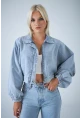Kadın Mavi Yarasa Kol Denim Ceket TSS102