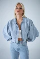 Kadın Mavi Yarasa Kol Denim Ceket TSS102
