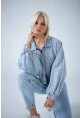 Kadın Mavi Yarasa Kol Denim Ceket TSS102