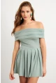 Kadın Mint Madonna Yaka Midi Elbise MON1262-1