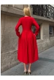 Kadın Ottoman Kumaş Düğme Detay Kırmızı Elbise