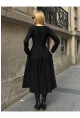Kadın Ottoman Kumaş Düğme Detay Siyah Elbise