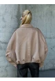 Kadın Oversize Bomber Süet Mont Bej