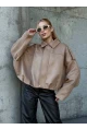 Kadın Oversize Bomber Süet Mont Bej