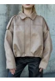 Kadın Oversize Bomber Süet Mont Bej