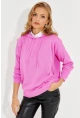 Kadın Pembe Kapüşonlu Cepli Triko Kazak YZ520