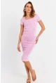Kadın Pembe Kaşkorse Midi Elbise ALB200