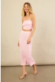 Kadın Pembe Straplez Alt Üst Bubble Takım FLU340