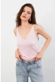Kadın Pembe V Yaka Triko Bluz KZ546