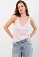 Kadın Pembe V Yaka Triko Bluz KZ546