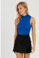 Kadın Saks Kolsuz Bluz LPP1260
