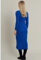 Kadın Saks V Yaka Triko Midi Elbise YİL560