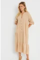 Kadın Salaş Midi Elbise Camel Q982