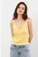 Kadın Sarı V Yaka Triko Bluz KZ546