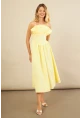 Kadın Sarı Volanlı Midi Elbise MİL4856