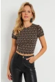 Kadın Sırt Dekolteli Crop Bluz Kahverengi AYD271