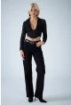 Kadın Siyah Agraflı Crop Bluz KM500