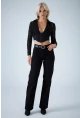Kadın Siyah Agraflı Crop Bluz KM500