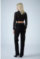 Kadın Siyah Agraflı Crop Bluz KM500