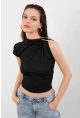 Kadın Siyah Aksesuarlı Bluz EY3129