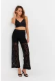 Kadın Siyah Astarlı Dantel Pantolon FLS04