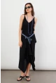 Kadın Siyah Bağlamalı Anvelop Midi Etek EY3131