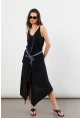 Kadın Siyah Bağlamalı Anvelop Midi Etek EY3131