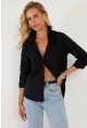 Kadın Siyah Basic Gömlek ZER411