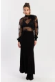 Kadın Siyah Beli Lastikli Evoze Maxi Etek EY2923