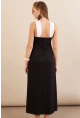 Kadın Siyah-Beyaz Çapraz Askılı Kontrast Midi Elbise EY3116