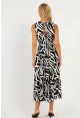 Kadın Siyah-Beyaz Desenli Kruvaze Midi Elbise YZ634