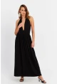 Kadın Siyah Boyun Bağlamalı Maxi Elbise EY3075
