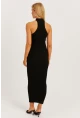 Kadın Siyah Çapraz Yaka Triko Elbise YZ630