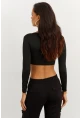 Kadın Siyah Crop Bluz CG261