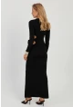 Kadın Siyah Dekolteli Skuba Maxi Elbise MON122