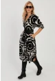 Kadın Siyah Desenli Gömlek Elbise LV174