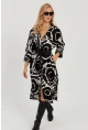 Kadın Siyah Desenli Gömlek Elbise LV174