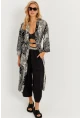 Kadın Siyah-Ekru Desenli Kimono GÇ155