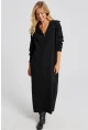 Kadın Siyah Fermuarlı Triko Maxi Elbise SF2525