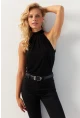 Kadın Siyah Halter Yaka Bluz LPP1273