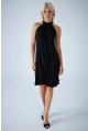 Kadın Siyah Halter Yaka Midi Elbise LPP1309