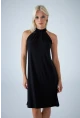 Kadın Siyah Halter Yaka Midi Elbise LPP1309