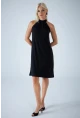 Kadın Siyah Halter Yaka Midi Elbise LPP1309