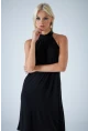 Kadın Siyah Halter Yaka Midi Elbise LPP1309