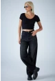 Kadın Siyah Yüksek Bel Baggy Jean TSS388