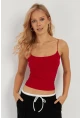 Kadın Siyah-Kırmızı İkili İp Askılı Bluz GÇ158