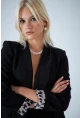 Kadın Siyah Leopar Astarlı Blazer Ceket BES3049